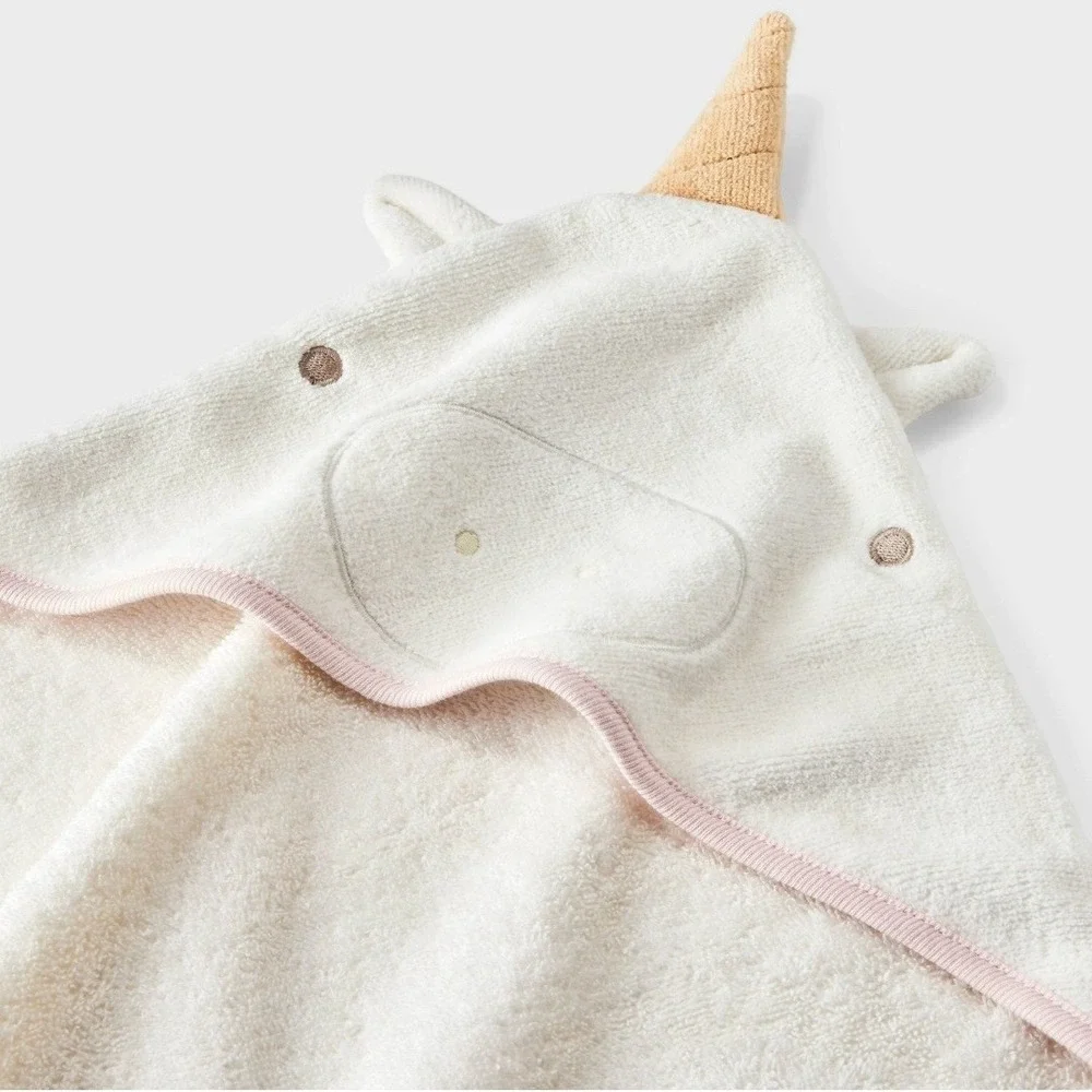 Baby Hooded Towel Cloud Island™ Cream: Cotton Terry, Unicorn Pattern, 30